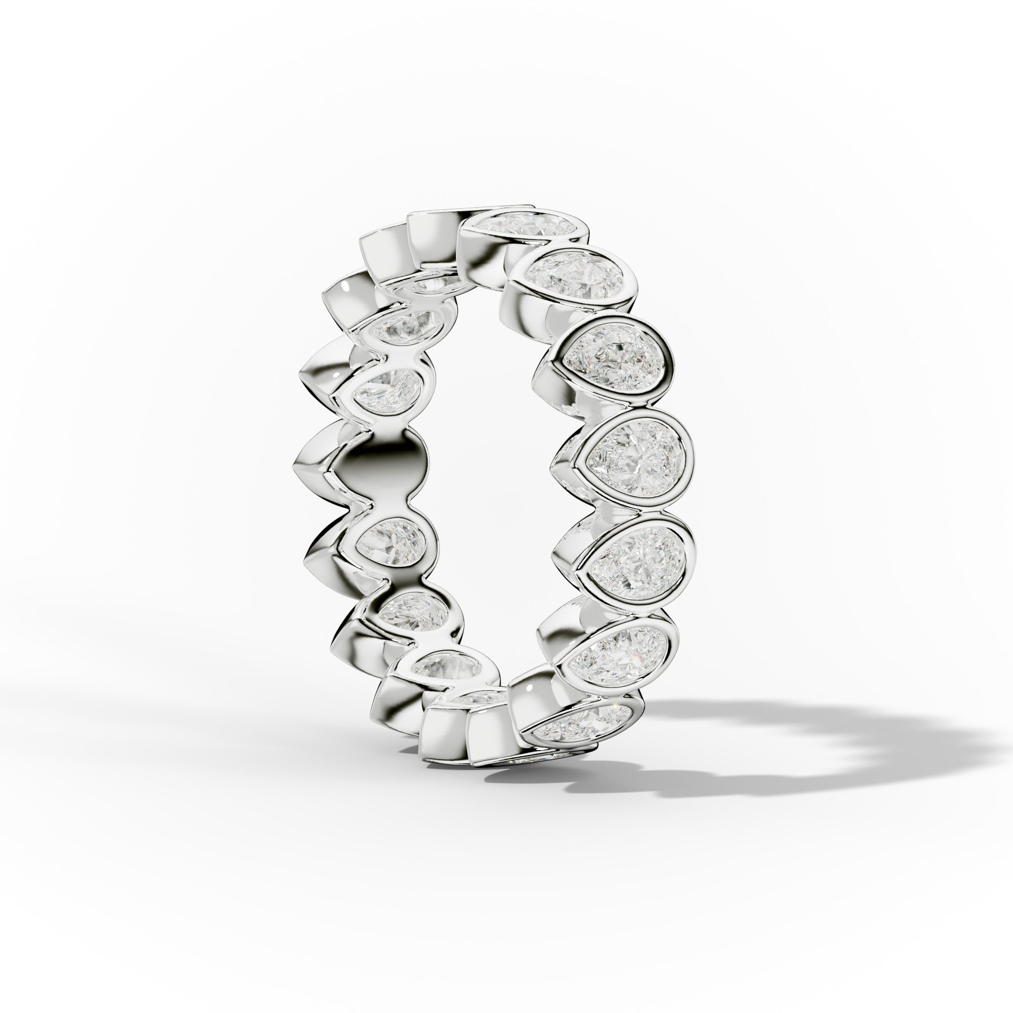 2.0 Carat Bezel Set Pear Cut Diamond Eternity Band